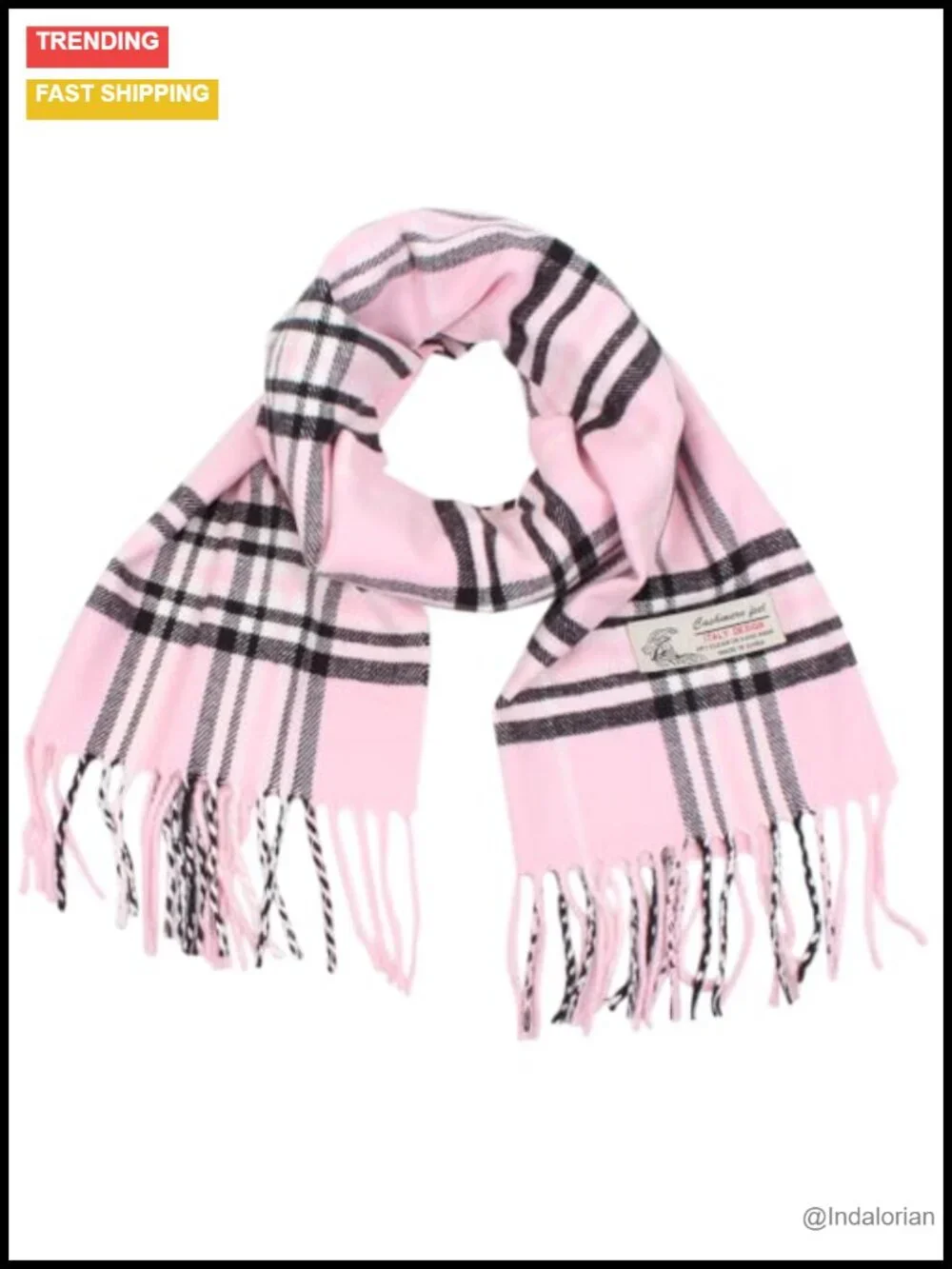 Cashmere Feel Plaid Winter Scarf 72x12 Inches with Fringes